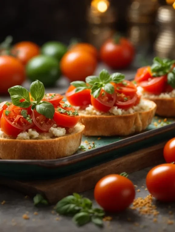 Bruschetta de tomate e manjericao