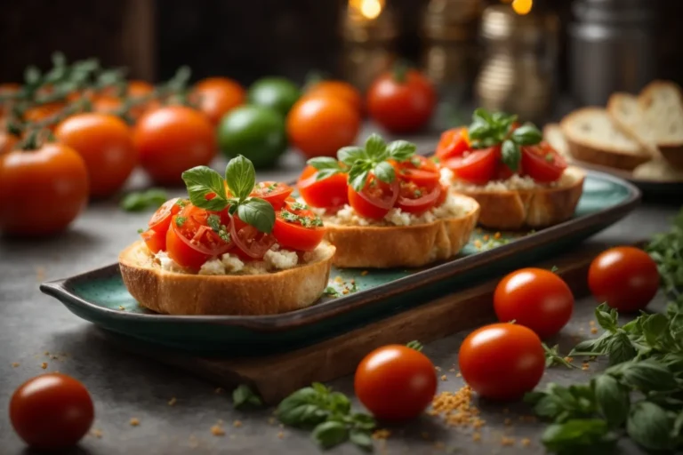 Bruschetta de tomate e manjericao