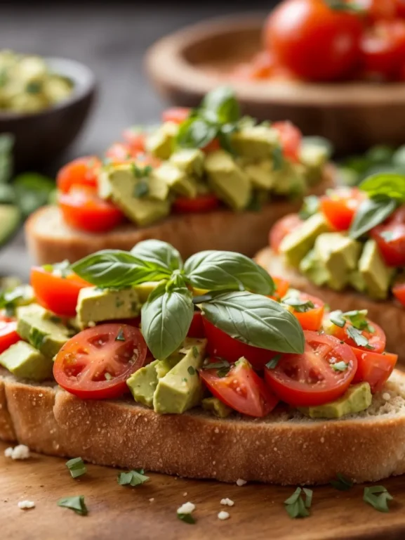 Bruschetta de abacate e tomate