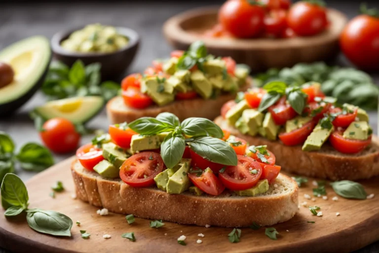 Bruschetta de abacate e tomate